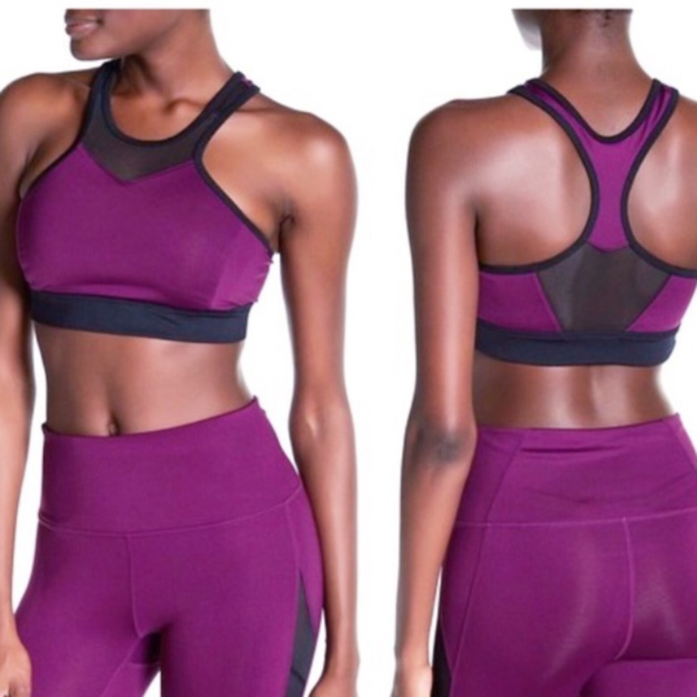 Z by Zella Baja Purple Black Mesh Sports Bra S